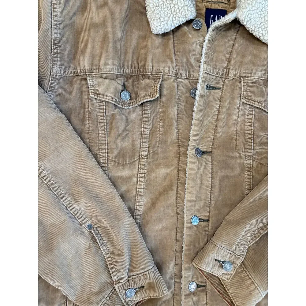 Vintage GAP Y2K Corduroy Sherpa Lined Type 3 Trucker Jacket XXL‎ Tan Casual Coat